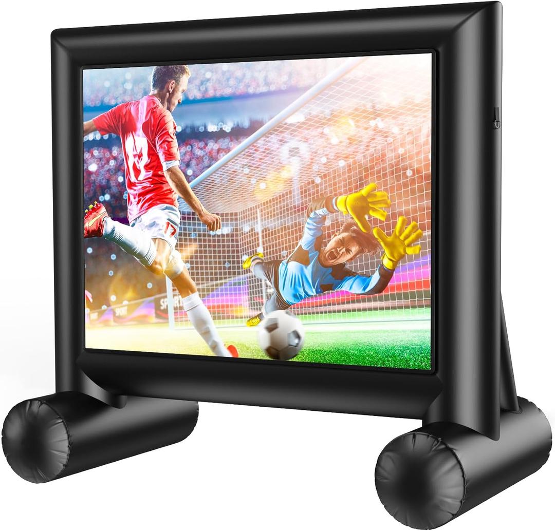 Amada 16 Feet Outdoor Inflatable Movie Screen, Projector Screen with Fast Low-Noise Air, Support Front Rear Projection for Backyard Movie Night, Home Theater, Theme Party, AMPJ05