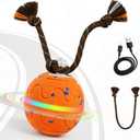 Interactive Dog Toy, Automatic Moving Dog Balls Smart Herding Ball for Dogs with Birdsong E-TPU Material, IPX7 Waterproof (Orange)
