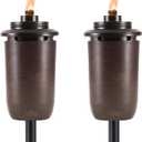 TIKI 2-Pack Honey Copper Outdoor Torches  Easy Install Decorative TIKI Torches for Patio, Backyard & Garden  Includes Long-Lasting Wicks & Snuffer, Weather-Resistant, Bronze