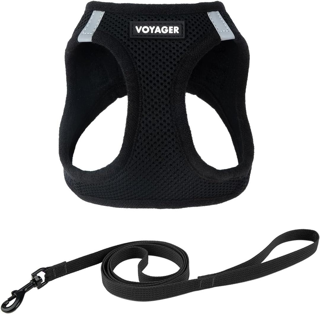 Voyager Step-in Pet Harness - All Weather Mesh, Adjustable Step in Harness for Cats and Dogs by Best Pet Supplies - 307S Black, M (M (Chest 15 - 17"))
