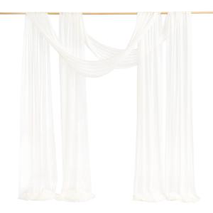 Ling's Moment Wedding Arch Draping Fabric 2 Panels 32Ft x 30" Wrinkle-Free Wedding Arch Drapes Chiffon Fabric, White Curtain for Wedding Ceremony Reception Background Party Home Garden Decorations
