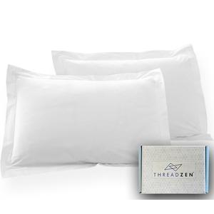 THREADZEN King Pillow Sham 20x36 Size, Set of 2 Long Staple 100% Egyptian Cotton 600 TC Pillow Protector - Cushion Cover/Case Home Decorative - Hotel Style Soft & Breathable Envelop Closure, White