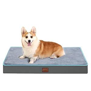 Bedfolks 4" Thick Orthopedic Dog Bed for Extra Large Dogs, Memory Foam Dog Bed with Lining and Removable Cover, Reversible Washable Dog Mattress for Crate, Grey