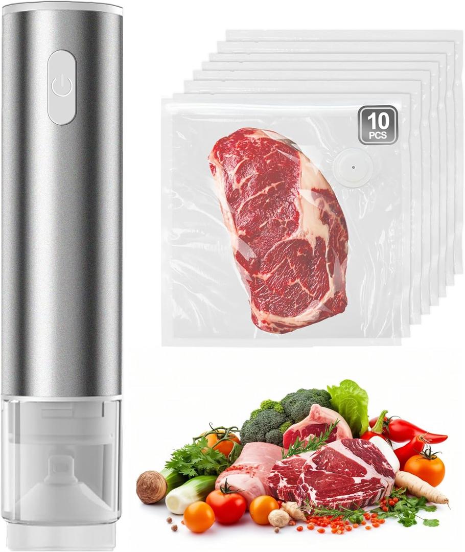 Handheld Vacuum Sealer for Food Fresh & Storage Compact Vacuum Sealer Machine Portable and Rechargeable(10 Reusable Vacuum Seal Bags)