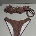 ZAFUL Women High Cut Bikini Sets String Sexy Swimsuit Two Piece Underwire Bathing Suit Brazilian Cheeky Cut Out Cute Swimwear (Medium, Coffee)
