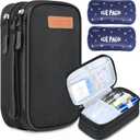 Insulin Cooler Travel Case, Double Layer Medicine Kit Diabetes Travel Case, Portable Medicine Organizer with 2Pack 150g Ice Pack TSA Approved for Insulin Pens Diabetic Supplies (Black)