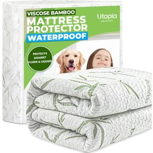 Bamboo Viscose Waterproof Mattress Protector Queen Size, 17" Deep Pocket
Utopia Bedding Cooling Mattress Cover, Soft Breathable Mattress Pad, Noiseless, Fitted Style, Stretchable Pockets, Washable