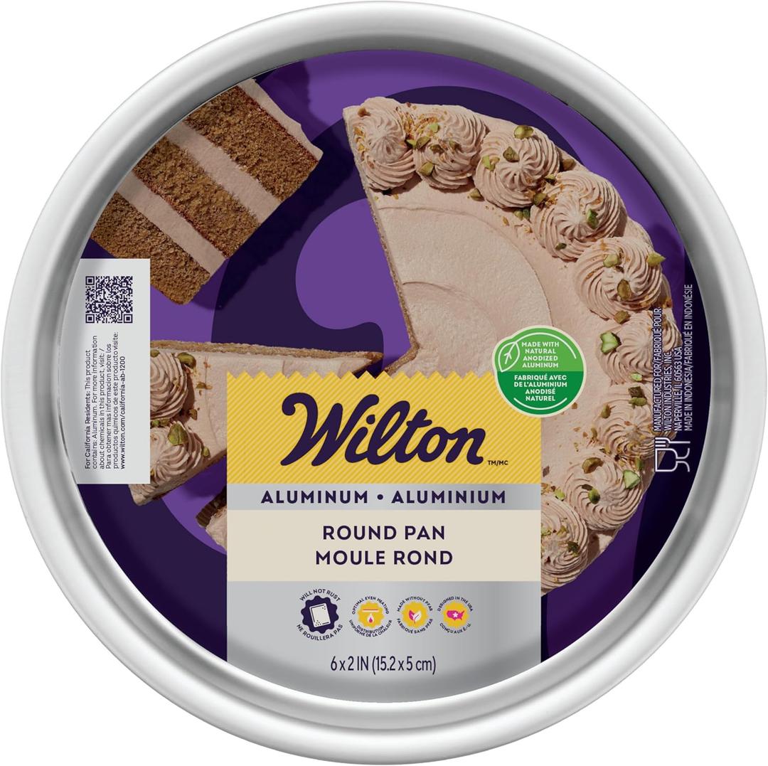 Wilton Aluminum Round Cake Pan, Classic Bakeware for Small Cakes, Durable, Even Heating, Rust-Resistant, Professional Quality, 6 in., Packaging May Vary