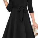 RUMIA Women's Cocktail Dresses 3/4 Sleeve Formal Vintage Wedding Guest Dress (Black, M)