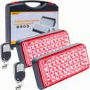 Red Magnetic Flashing Strobe Light/w Controller, Battery Operated Rechargeable LED Safety Lights, Mini Portable Emergency Warning Light Bar for Police Car, Fire Trucks Vehicles 2-Pcs