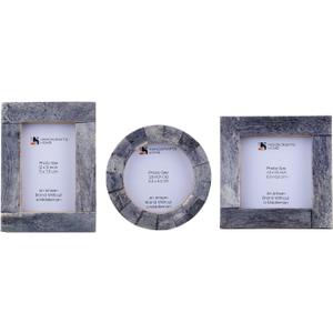 Handicrafts Home Baby Picture Frame Set of 3 Grey Bone Inlay Mini Frames for Baby Photos, Nursery Decor & Kids Room Decor  Ultrasound Keepsake Photo Frames for Newborn, Mom & Grandparent Gifts (2x3'' - 2.5x2.5'' -2.5'')