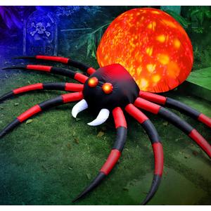 8 FT Halloween Inflatable Spider Outdoor Decorations for Yard, Giant Crawling Spider with LED Rotating Flame, Large Creepy Spider Props for Halloween Party Garden Lawn Patio Outside House Window Decor
