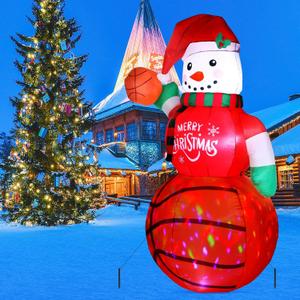 6.5 ft Christmas Inflatables Snowman Outdoor Decorations Christmas Blow up Yard Decor Built-in Colorful LED Lights for Holiday Party Garden Indoor Gifts(Basketball Snowman)