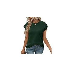 CRAZY GRID Womens Summer Tops 2025 Short Sleeve Ribbed T-Shirts Business Blouse Oversized Soft Casual Spring Outfits (Small)