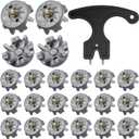 31 Pcs Golf Cleats Set with 30 Spikes Replacements and 1 Cleats Spanner for Shoes Metal Thread Screw 6 mm Dia Spike Tool Golf Accessories for Lawn Outdoor Cricket Shoe Player Lover (Grey)