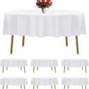 6 Pack White Round Tablecloths 90 Inches Table Cloth Stain and Wrinkle Resistant Washable Polyester Table Cover Fabric for Party, Wedding,Dining,and Banquet Decoration