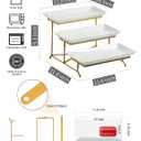 LAUCHUH 3 Tier Serving Tray, Porcelain Serving Platter Tier Serving Stand with Collapsible Sturdier Rack, Serving Trays and Platters Dessert Party Display Set for Mother's Day, Gold, 12 Inch