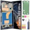 Galaxy S22 Ultra 5G LCD Display Screen Assembly Replacement for Samsung Galaxy S22 Ultra Touch Digitizer Screen with Frame Toolkits S908U S908A US Version Black(Fingerprint is not Supported)