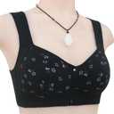 Daisy Bras for Women No Underwire Front Closure Comfort Senior Wireless Snap Closing Bra (Black)