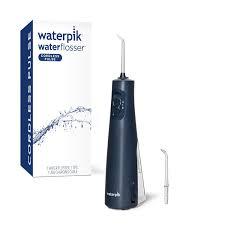 Waterpik Cordless Pulse Rechargeable Portable Water Flosser for Teeth, Gums, Braces Care and Travel with 2 Flossing Tips, Waterproof for Shower, ADA Accepted, WF20 Blue,
