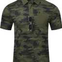 MoFiz Men's Camo Polo Golf Shirt Hiking Dry Fit Short Sleeve T-Shirts Pique Collared Polo Jersey (Green, XXXL)
