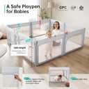 Baby Playpen with Door, Foldable Adjustable Play Pen for Babies and Toddlers,Heavy-Duty Play Yard Fence Play Area, Large Toddler Playpen, Light Grey