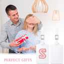 2 x Sodsay 2 PCS Initial Luggage Tag, Luggage Tags for Suitcases Cute Embroidered Letter PU Leather Travel Bag Baggage Tags Privacy Cover ID Label for Women Kids Teens Men(S, White Leather+Pink Letter)