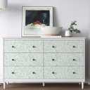 Boho Peel and Stick Wallpaper Green/White Leaf Contact Paper 17.3inx197in Removable Self Adhesive Bedroom Cabinet Wall Decor Vinyl Roll