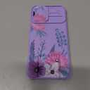 ZIYE for iPhone 16 Plus Case with Camera Cover and Stand, Aesthetic Floral Flower Design for Women Girls, Adjustable Kickstand Dual Layer Shockproof Protective Cover, Purple