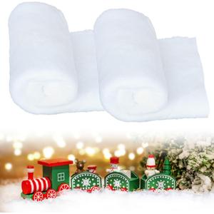 2 Pack Christmas Snow Blanket, Christmas Fake Snow Blanket for Christmas Decorations, Under The Christmas Tree-Thick White Soft and Fake Snow Cover for Holiday Decor and Winter Displays (8x3 ft)