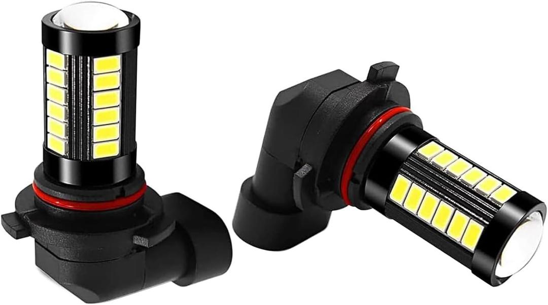 2 PCS 9005 Car Led Fog Light Bulbs, 6500K Super Bright White Anti-fog Light Bulb, 1500 Lumen 5630 33-SMD Plug and Play DRL, Universal for Cars, Trucks, SUVs, Vans (White)