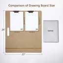 Drawing Board - 23" x 26" Sketch Board with Handle for Drafting Art - Portable Sketch Board for Class or Studio Fit in Artists Tote