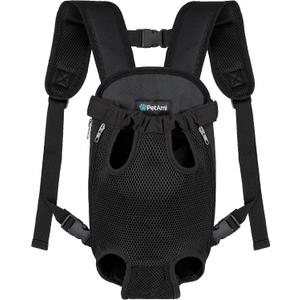 PetAmi Dog Carrier Backpack, Adjustable Dog Pet Cat Front Carrier Backpack | Ventilated Dog Chest Carrier for Hiking Camping Travel, Sling Bag for Small Medium Dog Cat Puppies, Small, 5-9 lbs, Black