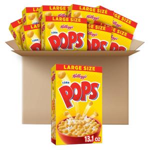 Kellogg's Corn Pops Cold Breakfast Cereal, 8 Vitamins and Minerals, Kids Snacks, Large Size, Original, 8.1lb Case (10 Boxes) (13.1 Ounce (Pack of 10)) Best By: Sept 15, 2025