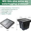 Catch Basin with Cast Iron Grate,18x18x15in Heavy Duty Catch Basin for Drainage with Debris Basket, Square French Drain Basin Without Reserved Hole for Driveway,Yard, Patio,Downspou, Lawn Commercial.