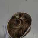 MY-LADY Claw Clip Messy Bun Hair Pieces Human Hair for Women Real Hairpiece Wavy Scrunchies Tousled Updo Donut Chignon Ponytail Extension Medium Brown & Bleach Blonde