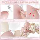 Amandir 173 Pcs Pearl White Pink Balloon Arch Garland Kit, Double Stuffed Dusty Pearl Pink White Sand Clear Balloons for Wedding Boho Neutral Bridal Shower Birthday Valentine's Day Party Decorations