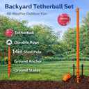 Tetherball Pole Set with Ball and Rope, 99in Tetherball Set with Ground Base, Metal Tetherball Equipment for Backyard, Lawn, Sand and Outdoor Spaces, Orange, One Size
