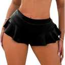 Floerns Women's Plus Size Leather Ruffle Hem Rave Booty Shorts Hot Pants Dance Shorts Size XL