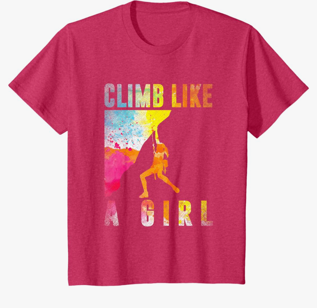 Bouldering Rock Climber Women Girls Kids Rock Climbing T-Shirt, L