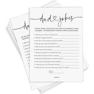GardenCity Dad Jokes Baby Shower Game, 50 Cards, Fun Baby Shower Games Activity for Boy or Girl, Minimalist