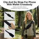Febcraft Anti-Theft Phone Strap Crossbody, 4-in-1 Adjustable Cell Phone Lanyard with RFID purse, Clip And Go Strap For Phone With Wallet Crossbody (Black)