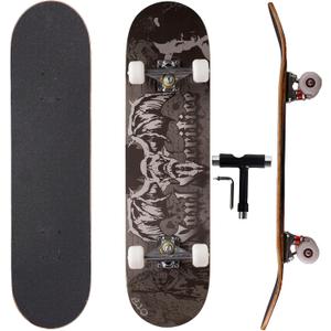 Professional Double Kick Skateboard, 31 inch Maple Deck, ABEC-9 Bearings, 95A PU Wheels