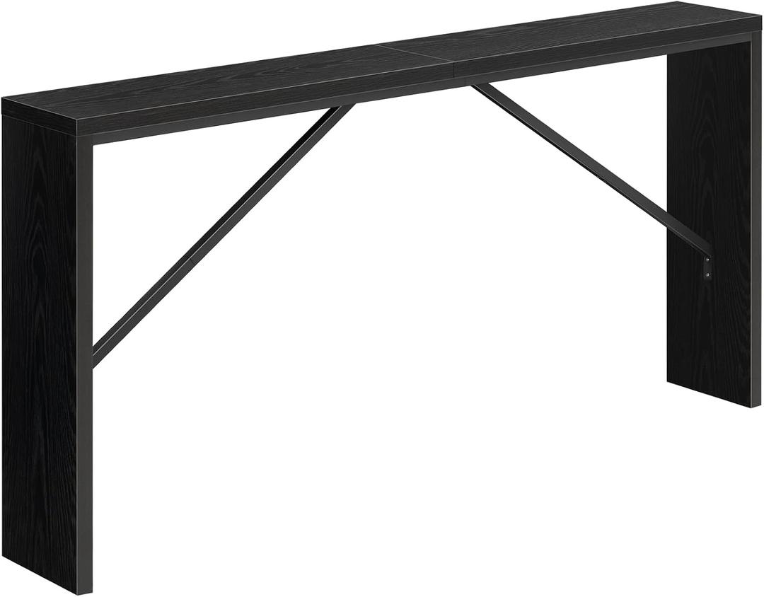 MAHANCRIS Console Table, 62.2" Long Sofa Table Behind Couch, Narrow Entryway Table, Farmhouse Dining Table with Angled Metal Frame, Industrial Console Table for Entryway, Black CTHB15801, 62.2"L x 9.1"W x 31.5"H