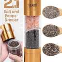 Epar 2 in 1 Gold Salt and Pepper Grinder Combo - Brass All in One Dual Salt & Pepper Grinder Set in One for Kitchen - Manual Grinding Salt Pepper Mill Refillable - Stainless Steel