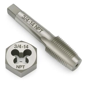 3/4"-14 NPT Tap and Die Set  GCr15 Alloy Steel Pipe Thread Tap and Hex Die Combo, Taper Thread Repair Tool for Conical Pipe Fittings