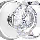 Passage Glass Door Knobs Interior, Octagon Crystal Door Knobs for Hall and Closet, Polished Chrome