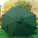 Blissun 9' Outdoor Patio Umbrella, Outdoor Table Umbrella, Yard Umbrella, Market Umbrella with 8 Sturdy Ribs, Push Button Tilt and Crank (Dark Green)