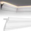 10 Pack 39.37"(Total 32.8 Ft) Ceiling Crown Molding with LED Duct Kit White Decorative Crown Moulding Trim for Seamless Ambient Accent Lighting, Easy LED Trim Moulding Strip Installation
