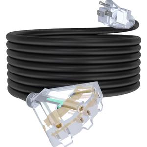 25Ft 12/3 Outdoor Extension Cord with 3-Outlets, Heavy Duty 12 Gauge 3 Prong Extension Cord Waterproof with Lighted end, 15A 12AWG 1875W SJTW, ETL Listed - Great for Garage, Garden and Home, Black